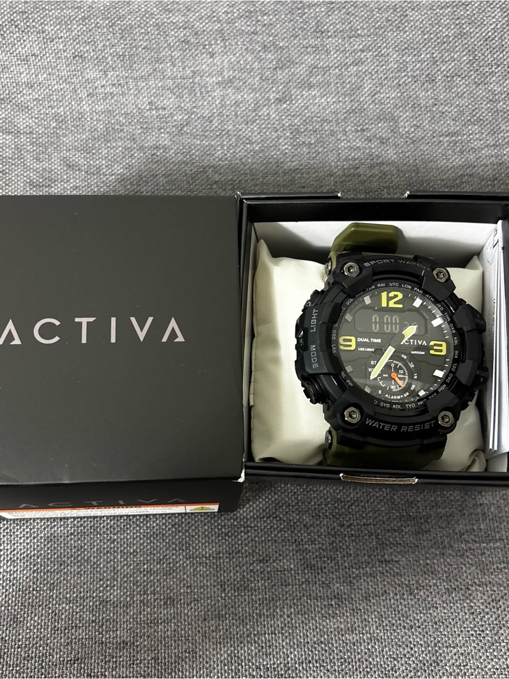 Activa ACW1637 Ana Digi Sport Watch Olive Black NWT